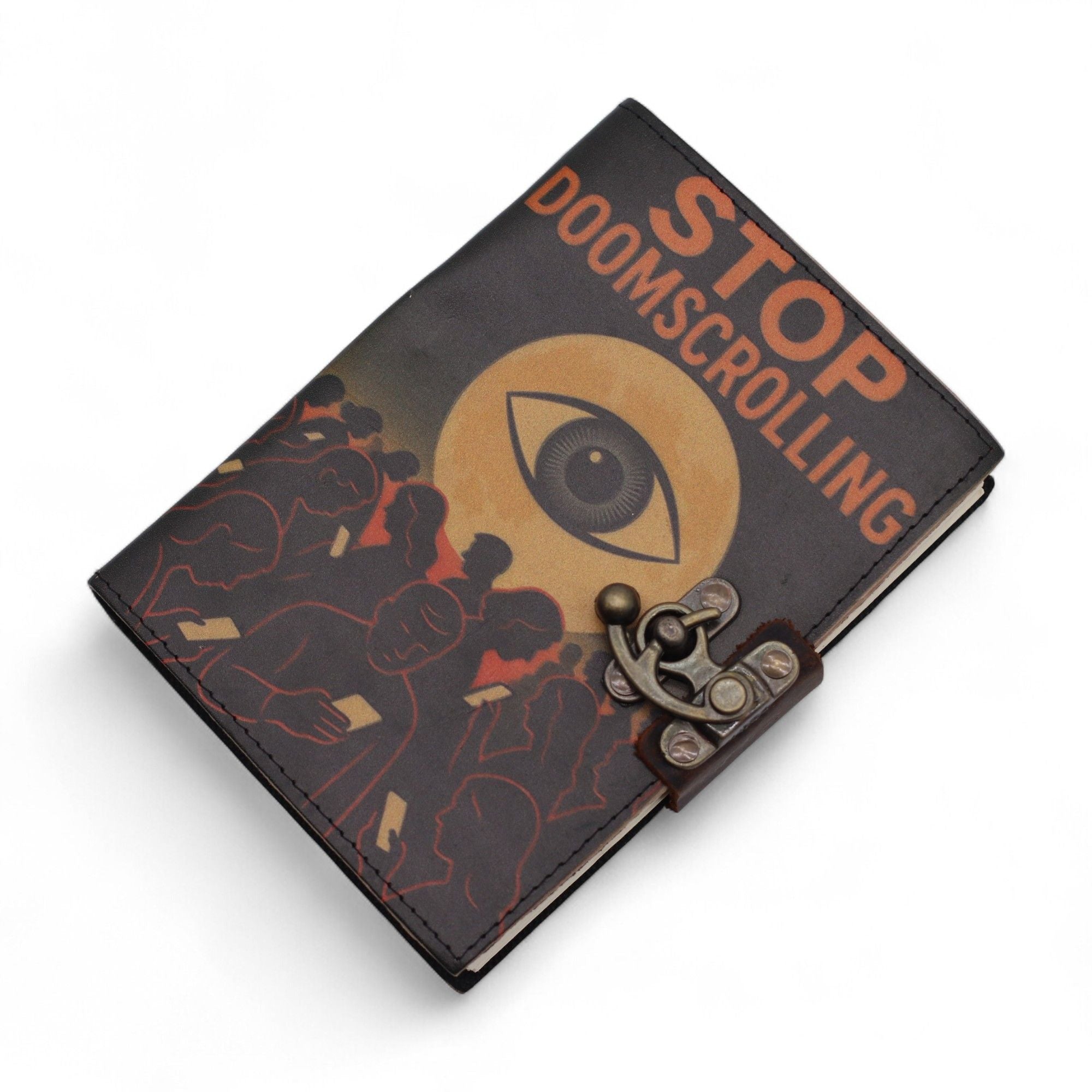 Leather Printed Notebook – Stop Doom Scrolling - 17.8x12.7 cm
