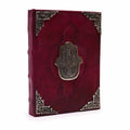 Heafty Red Tan Book - Zinc Hamsa Decor - 200 Deckle Edges Pages - 26x18cm