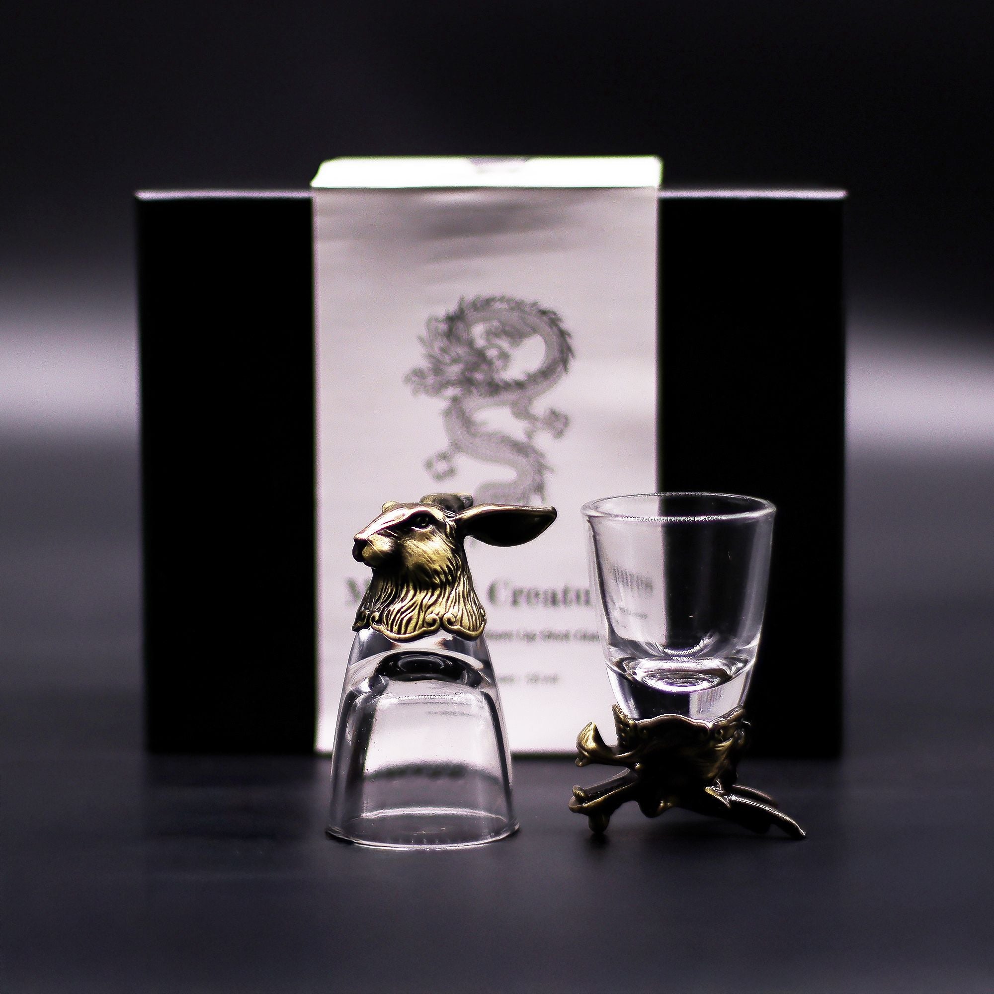 Gift Set of 6 Shot Glasses (50ml) - Mystical Creatures - Antique Bronze