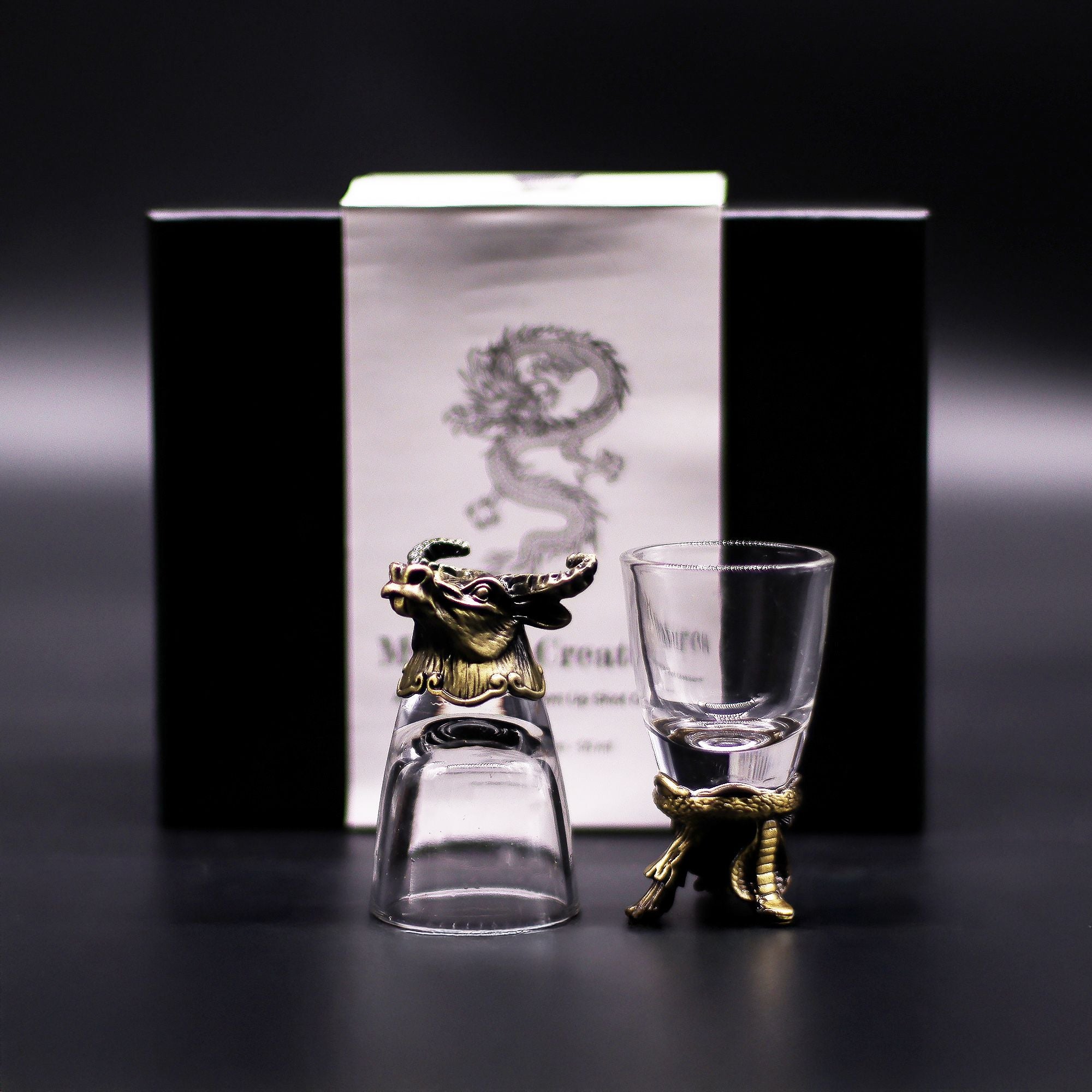 Gift Set of 6 Shot Glasses (50ml) - Mystical Creatures - Antique Bronze