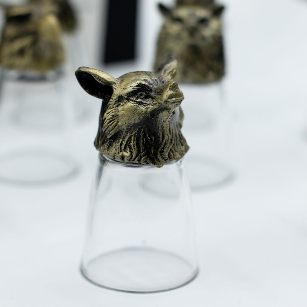 Gift Set of 12 Bottom Up Shot Glasses (25ml) - Forest & Mystical Creatures - Antique Bronze