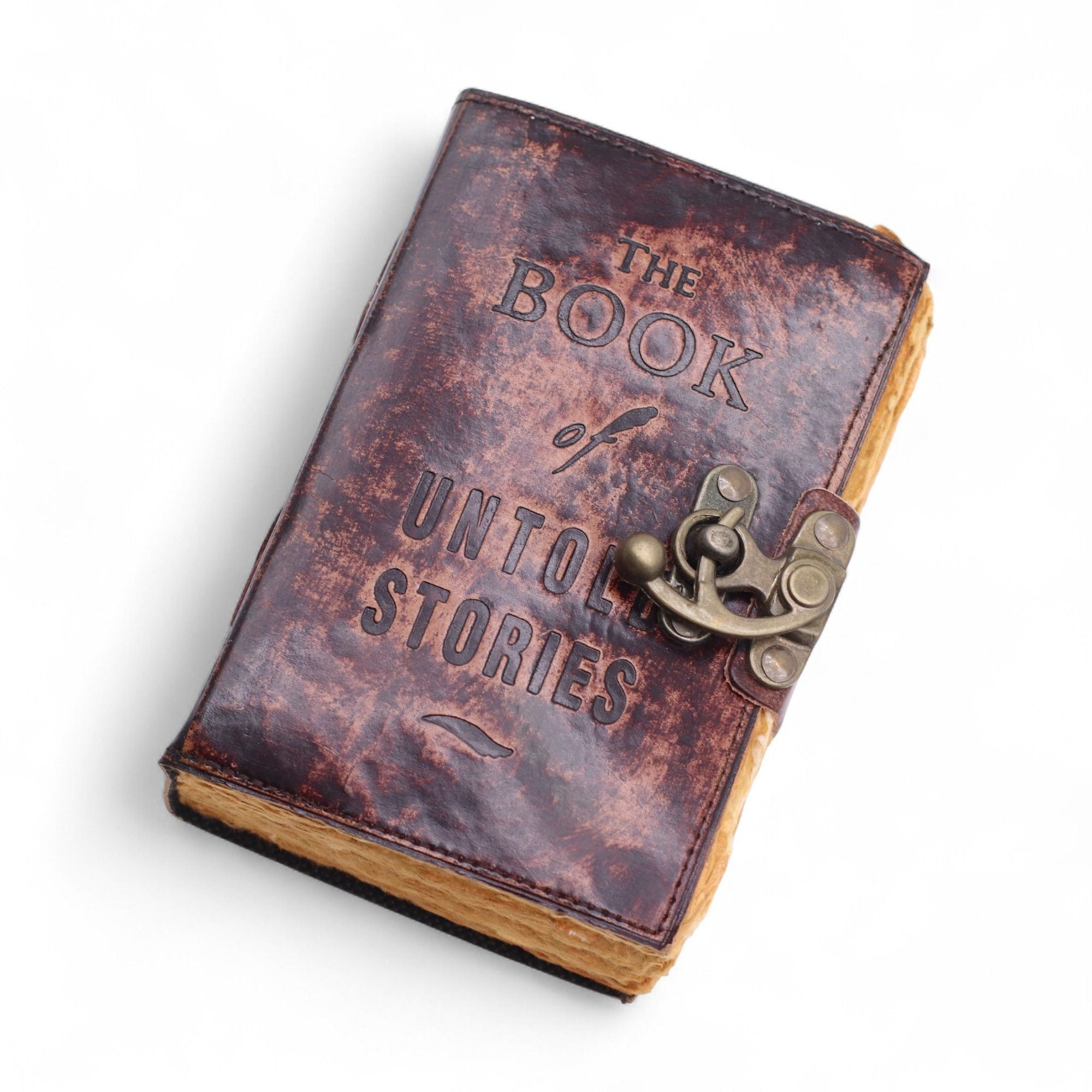 Fat Deckled Leather Notebook – The Book of Untold Stories – 15x10 cm