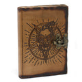 Leather Pentagon & Skull with Burns Detail Notebook (7x5")